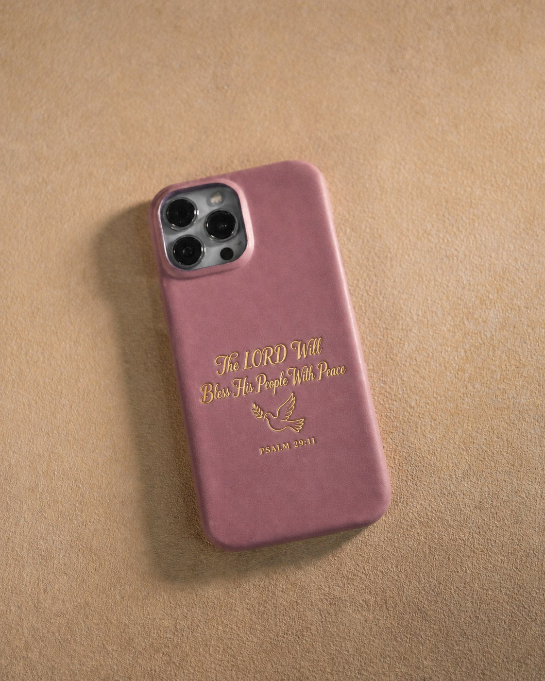 The Lord Will Bless His People With Peace Psalm 29:11 handcrafted leather iPhone case, Christian scripture gift