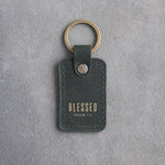 Blessed Psalm 1:1 Forest Green handcrafted leather keychain, Christian scripture gift