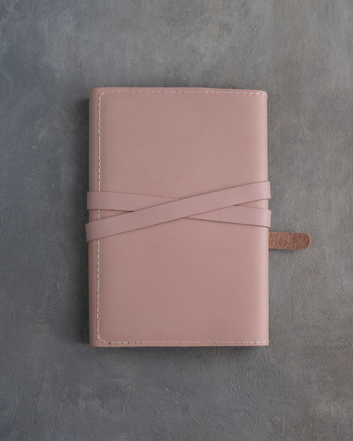 Blush leather journal, Medium size, back