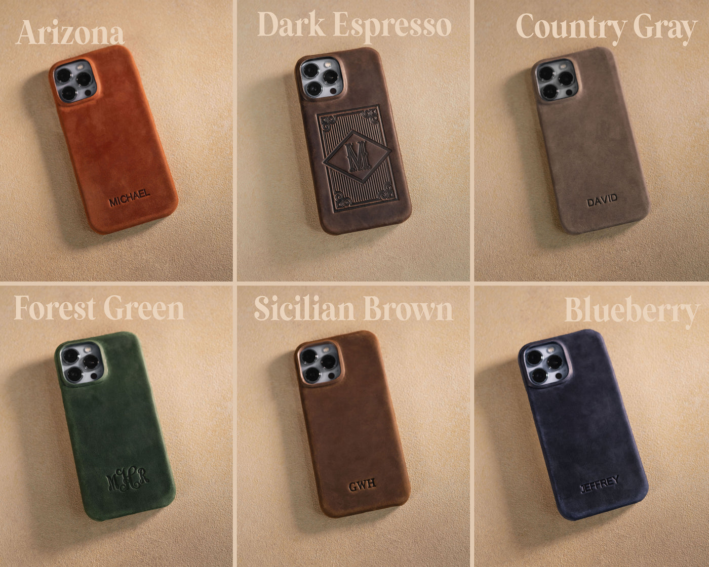 Personalized leather iPhone 15 plus case