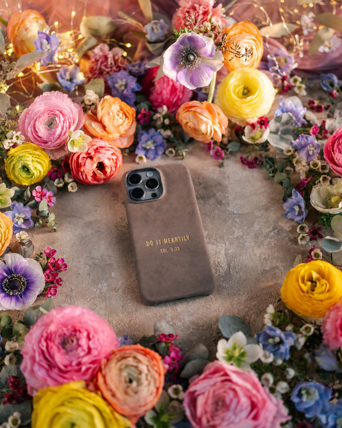 Do It Heartily Col. 3:23 handcrafted leather iPhone case, Christian scripture gift
