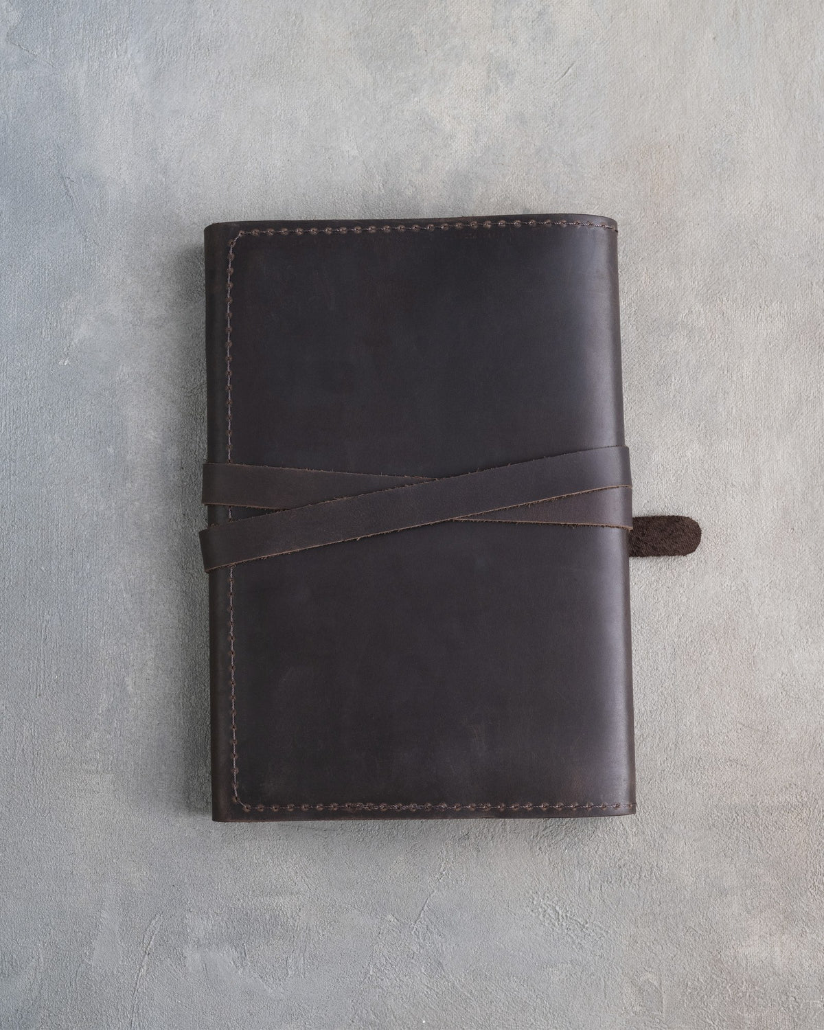 Dark Espresso leather journal, Medium size, back