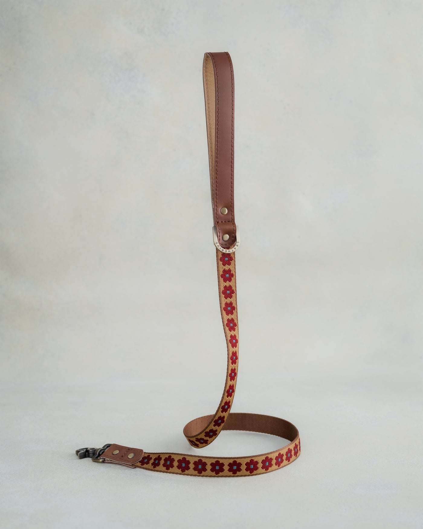 Webbing dog collar floral brown