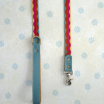 Summer Waves webbing dog leash with a leather handle