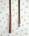Webbing dog collar navy blue brown floral