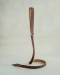 Webbing dog collar navy blue brown floral