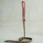 Matching Pink & Olive leash with leather trim and a metal clip
