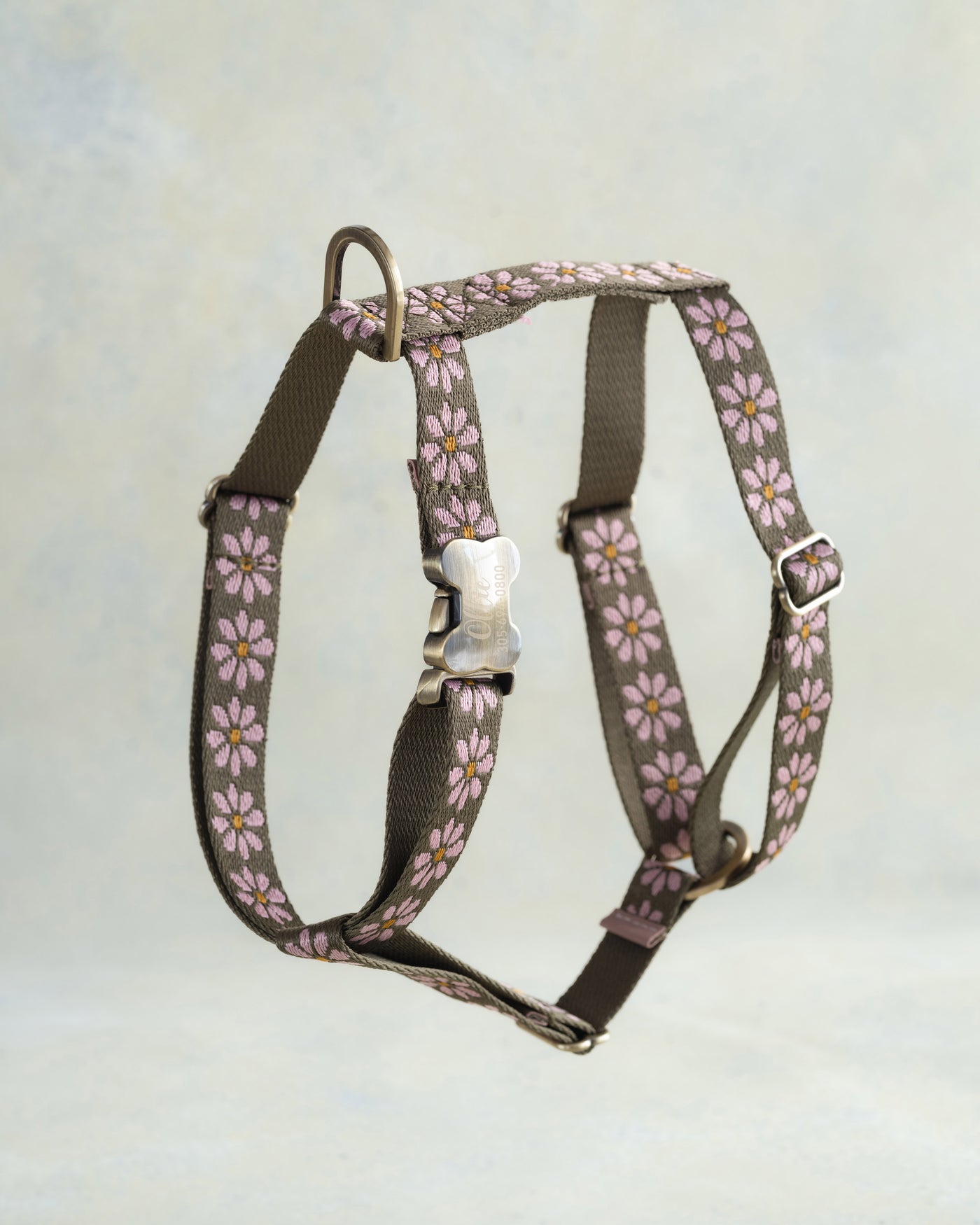 Floral Dog Collar - Blush Pink & Olive Designer Webbing