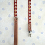 Ruby Daisy webbing dog leash with a leather handle