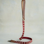 Matching Ruby Daisy leash with leather trim and a brass clip