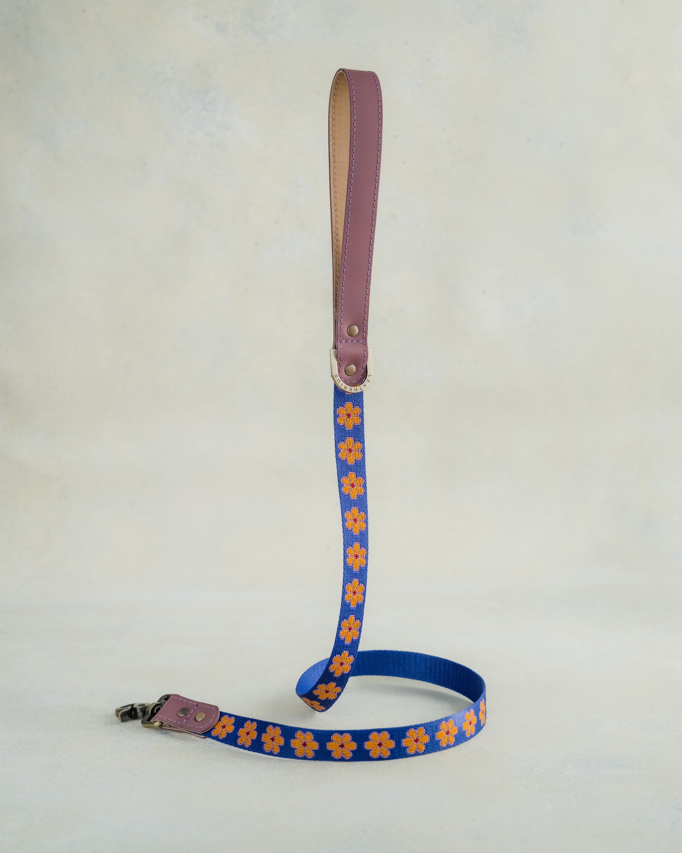 Majestic Yellow and Blue Floral Webbing Dog Collar