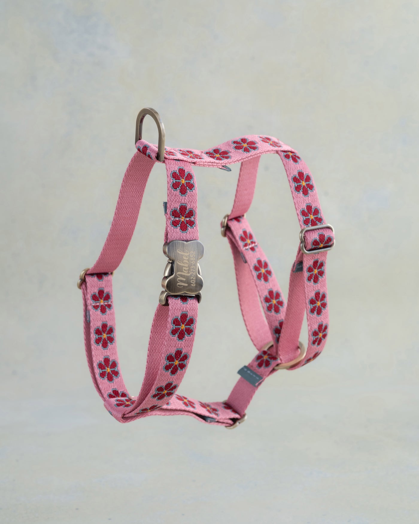 Floral dog collar in custom design webbing