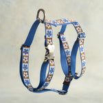 Tan Tiles webbing dog harness in the same pattern