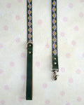 Webbing dog collar green floral