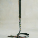 Webbing dog collar green floral