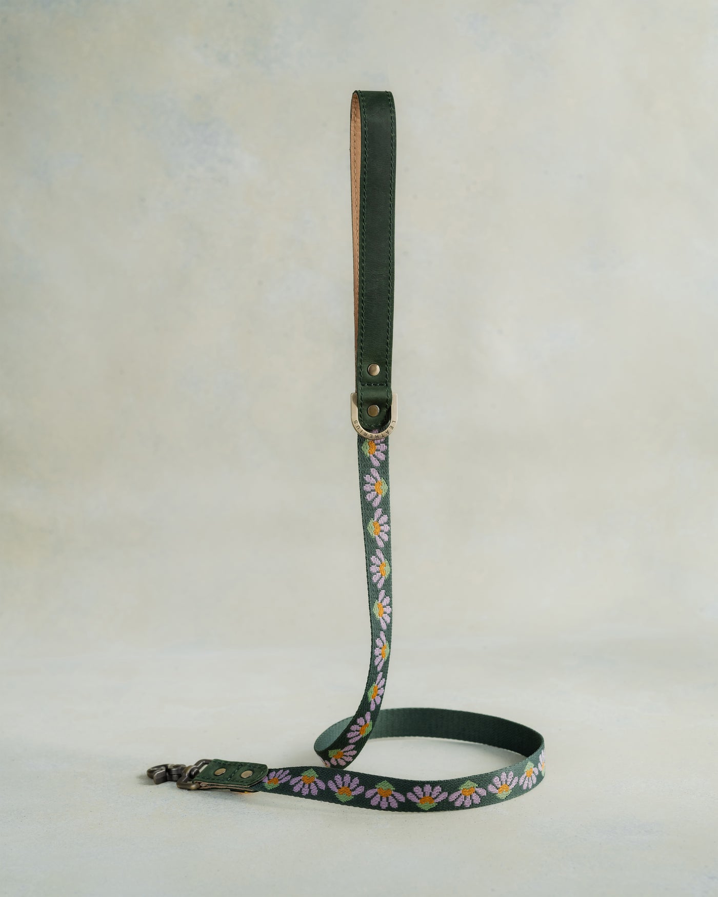 Webbing dog collar green floral