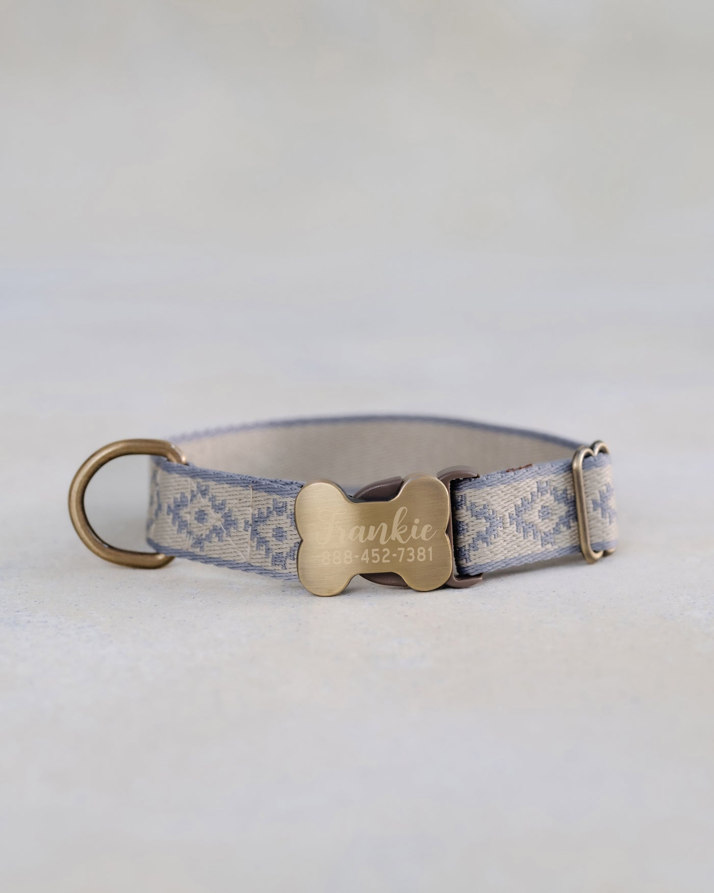 Webbing dog collar classic pattern beige