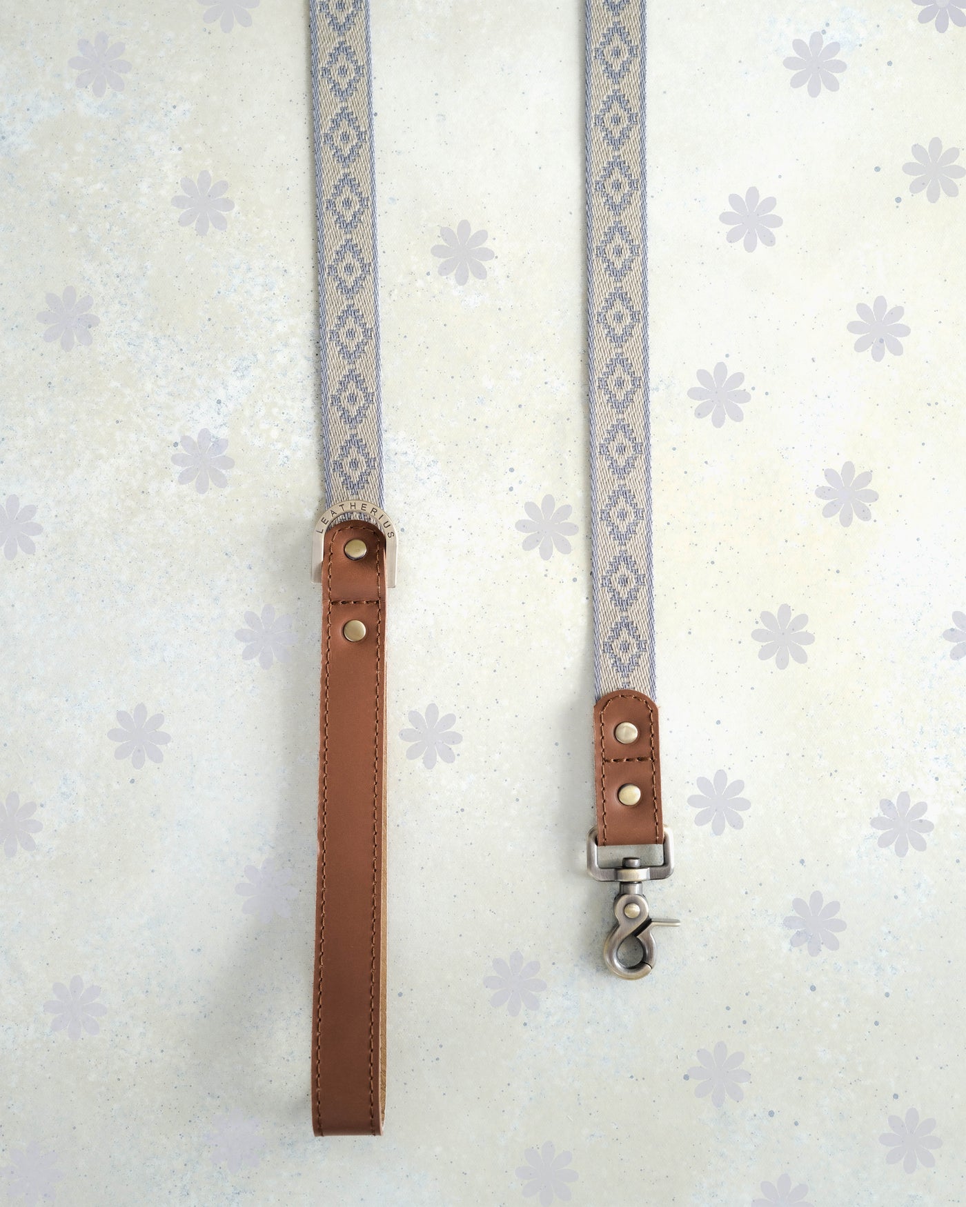Webbing dog collar classic pattern beige
