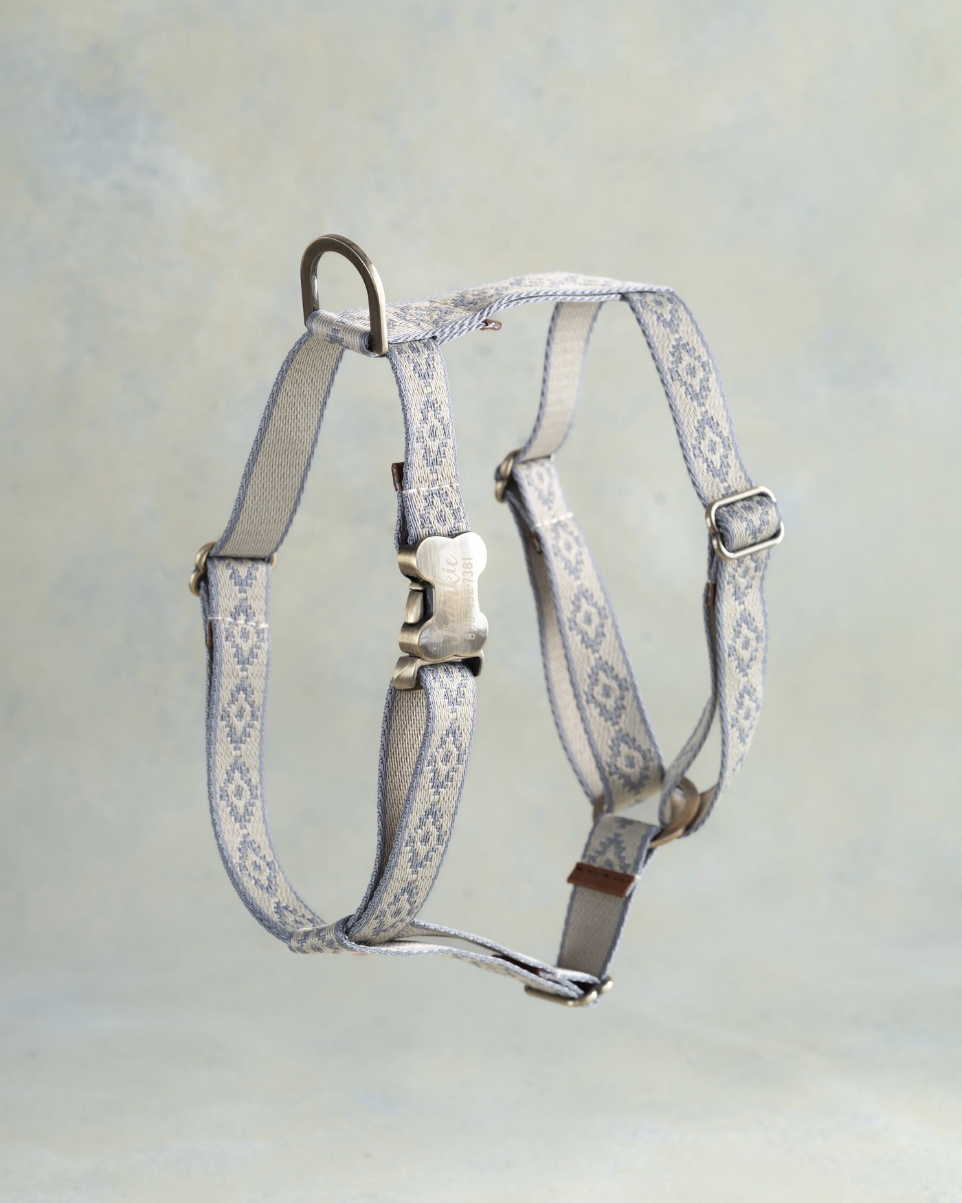 Webbing dog collar classic pattern beige