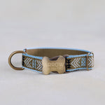 Aztec Dog Collar, personalized Arrowhead webbing collar No. 4 with an engraved bone buckle