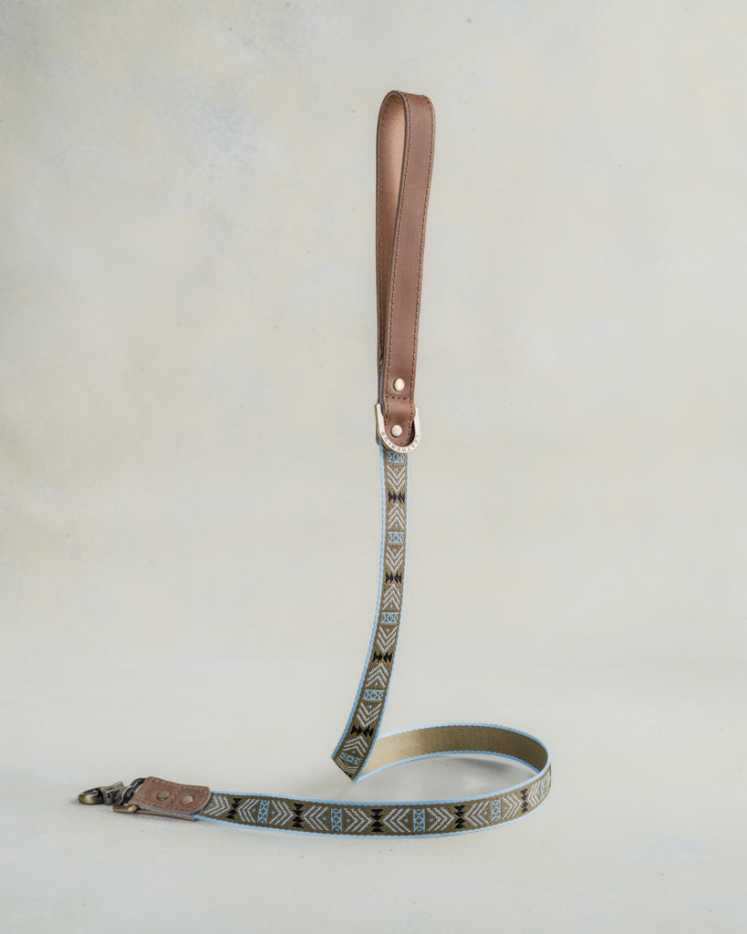 Webbing dog collar geometric pattern khaki