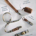 Arrowhead dog collar and leash set: collar, matching leash, keychain and leather poop-bag holder