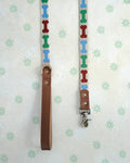 Webbing dog collar funny bone pattern beige