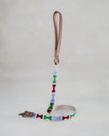 Webbing dog collar funny bone pattern beige