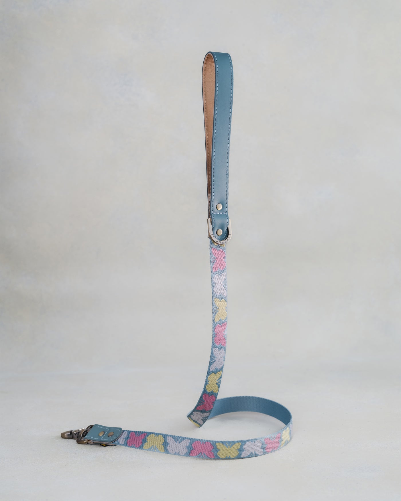 Webbing dog collar butterfly blue