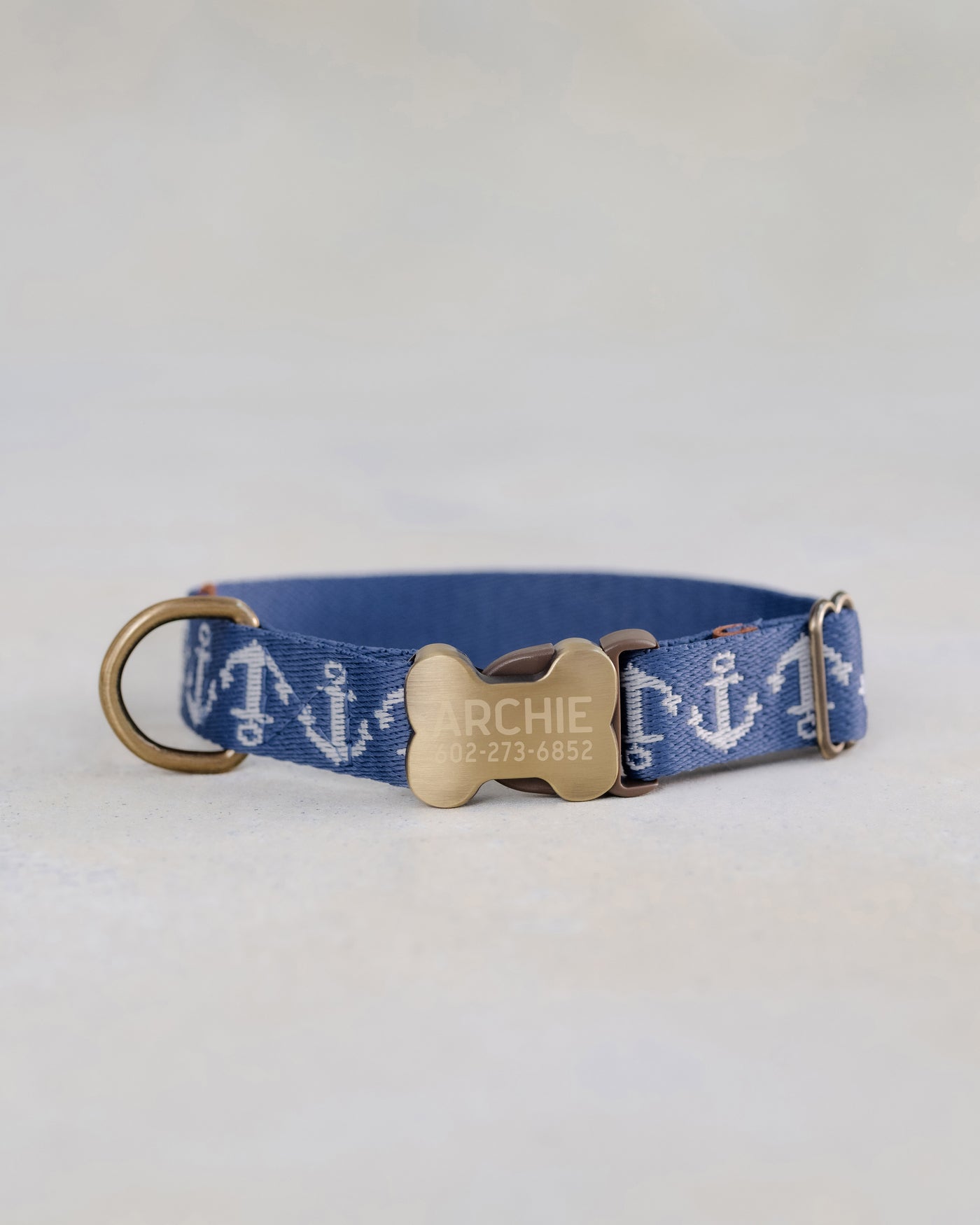 Webbing dog collar nautical blue
