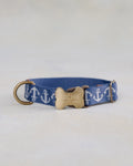 Webbing dog collar nautical blue
