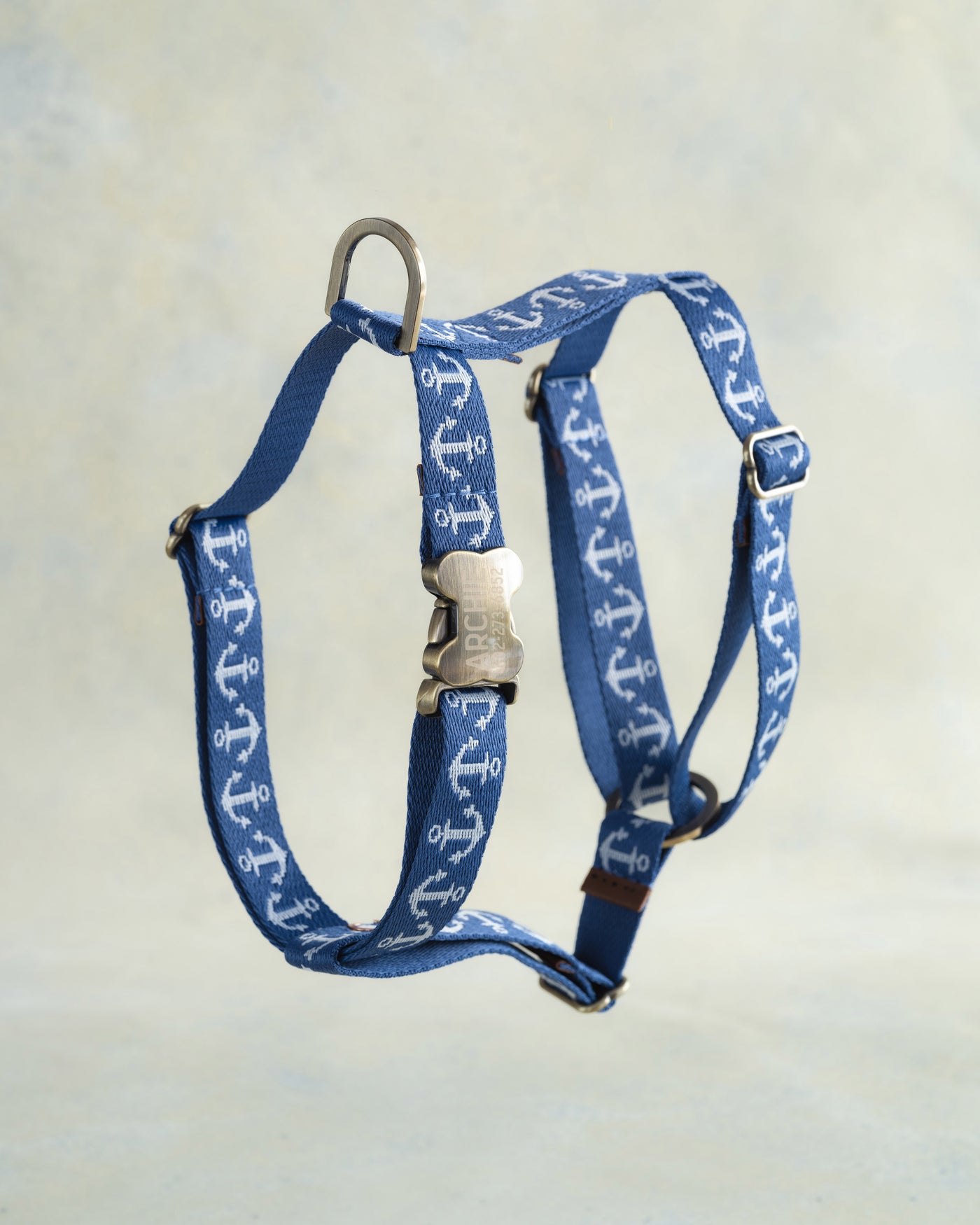 Webbing dog collar nautical blue