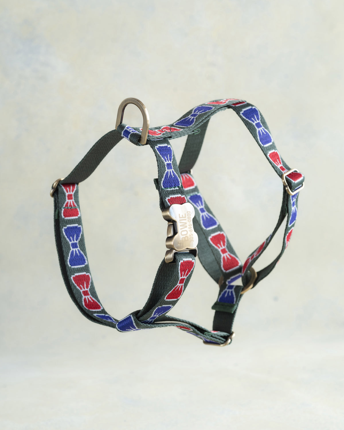 Bow Ties webbing dog harness in the same pattern