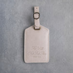 He Will Not Fail Thee Deut. 31:6 Gray Sand full-grain leather luggage tag, Christian scripture gift