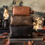 Personalized Mens Toiletry Bag - Leather Dopp Kit
