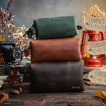 Personalized Leather Mens Dopp Kit - Toiletry Bag - Heat Embossed
