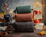Personalized Leather Mens Dopp Kit - Toiletry Bag - Heat Embossed