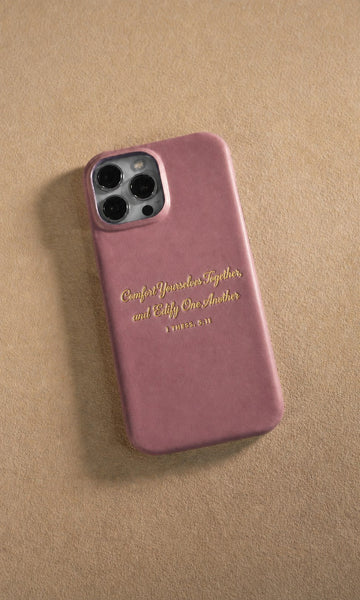 1 thessalonians 5:11 iphone case – "comfort yourselves together, and edify one another" bible verse gift