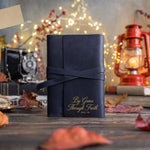 By Grace Through Faith Eph. 2:8 Blueberry handcrafted leather journal, Christian scripture gift