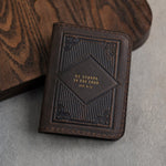Be Strong In The Lord Eph. 6:10 full-grain leather wallet, Christian scripture gift