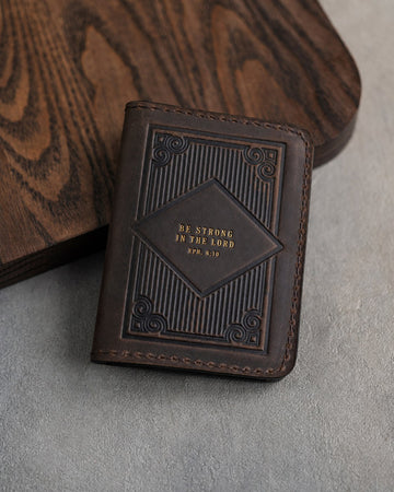 Ephesians 6:10 men's wallet – "be strong in the lord" bible verse gift