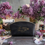 For Such A Time As This Esther 4:14 Black full-grain leather makeup bag, Christian scripture gift