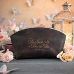 For Such A Time As This Esther 4:14 Dark Espresso full-grain leather makeup bag, Christian scripture gift