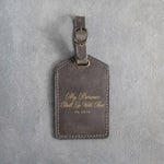 My Presence Shall Go With Thee Ex. 33:14 Country Gray full-grain leather luggage tag, Christian scripture gift