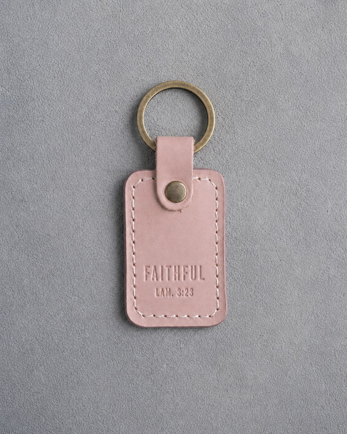 Faithful Lam. 3:23 Blush handcrafted leather keychain, Christian scripture gift