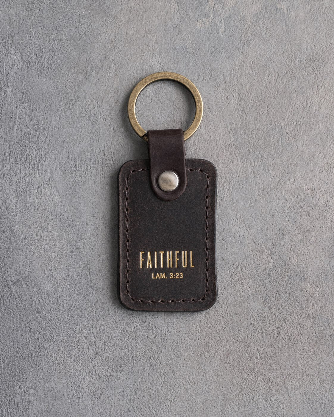 Faithful Lam. 3:23 Dark Espresso handcrafted leather keychain, Christian scripture gift