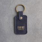 Fear Not Isaiah 41:10 Blueberry handcrafted leather keychain, Christian scripture gift
