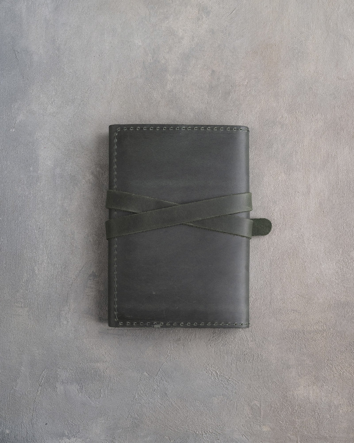 Forest Green leather journal, Small size, back