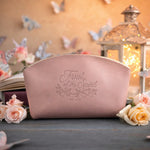 Fruit Of The Spirit Gal. 5:22 Blush full-grain leather makeup bag, Christian scripture gift