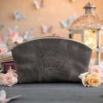 Fruit Of The Spirit Gal. 5:22 Country Gray full-grain leather makeup bag, Christian scripture gift